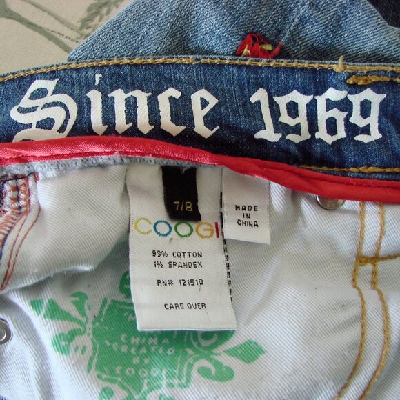 Vintage Y2K Coogi Jean Shorts Bermuda Distressed Colourful Pride Rainbow 7 8 - Picture 4 of 16